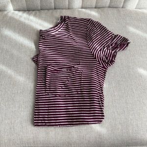 American Eagle Maroon with White Strips Soft and Sexy T-Shirt